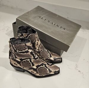 All Saints Snake Print Ankle Boots